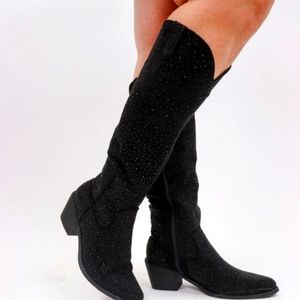 NWOT - Wilder Black Rhinestone Tall Boot